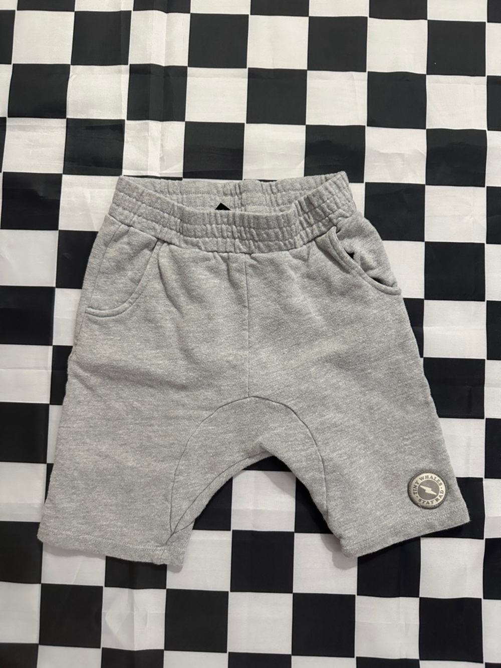 Tiny Whales Boys Gray Pull-On Sweat Shorts with Lightning Patch Detail 7